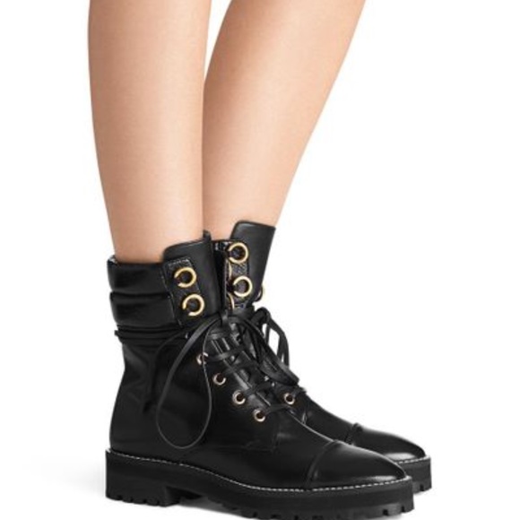 Stuart Weitzman Lexy Black Combat Boot Size 5 - Picture 4 of 13
